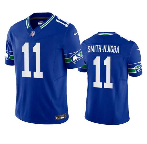 Men%27s Seattle Seahawks #11 Jaxon Smith-Njigba Royal 2023 F.U.S.E. Vapor Limited Throwback Stitched Jersey->seattle seahawks->NFL Jersey